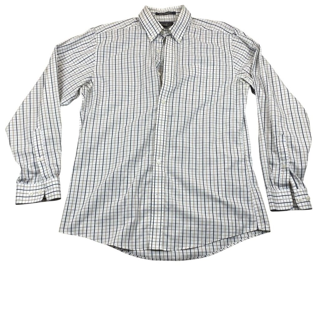 Eddie Bauer Men's Long Sleeve Shirt Small Wrinkle-Free Relaxed Fit Plaid